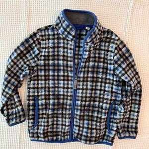 Blue and Brown Plaid Zip-Up Jacket